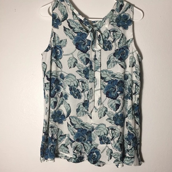 Ann Taylor Tops - Blouse Sleeveless Floral Career Ruffle Spring